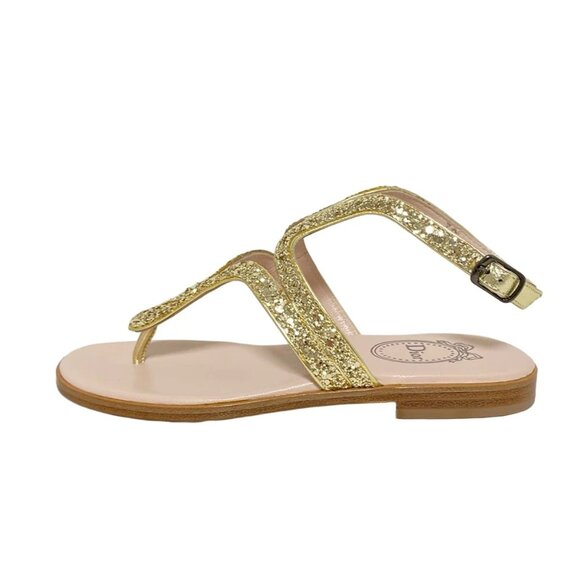 DIOR/ChristianDior - Gold Leather Glitter Women's Sandals 325-050925